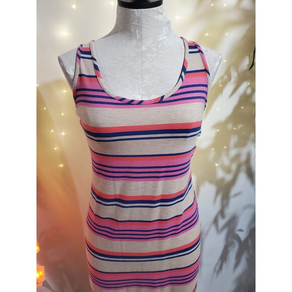Mossimo Striped Racerback Maxi Dress Womens Size S Side Slit Multicolor Long - Picture 5 of 9